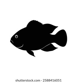 Flowerhorn Silhouette Vector Art and Black Color Design for Flowerhorn Fish