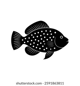 Flowerhorn Silhouette Vector Art and Black Color Design for Flowerhorn Fish