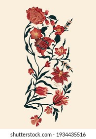 Flowering branch decoration inspired to vintage art floral