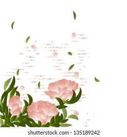 Flowering branch on grunge background. Summer background