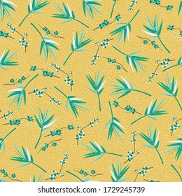Ramas y hojas florecientes. Vector, imagen perfecta, fácil de cambiar de color. Este patrón es adecuado para telas, camisetas, envoltura de regalo, postales y otras superficies de impresión.
