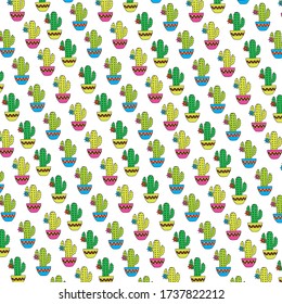 Flowering cacti. Color pattern. Can be used for printing on fabrics, paper, objects