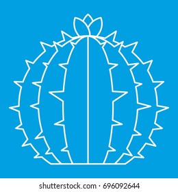 Flowering cactus icon blue outline style isolated vector illustration. Thin line sign