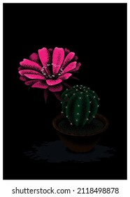 A flowering cactus in a pot. Vector illustration