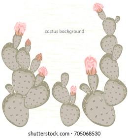 Flowering cactus. Vector illustration. Floral background.