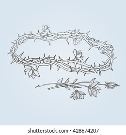 flowering crown of thorns, a symbol of hope, resurrection and renewal. Eps-8