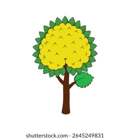 a flowering durian tree with soft yellow blossoms