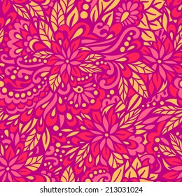 Flowering Garden. Seamless decorative pattern. Vector illustration.