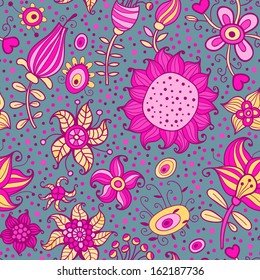 Flowering Garden. Seamless pattern. Vector illustration.