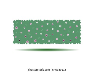 Flowering hedges. Green wall of vertical garden landscaping. Cartoon vector illustration isolated on white background.