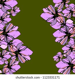 Flowering irises pattern. Mixed media artwork for textiles, fabrics, souvenirs, packaging and greeting cards.