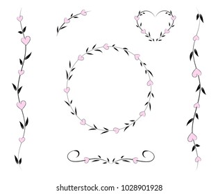 flowering leaves hearts pink spring wedding