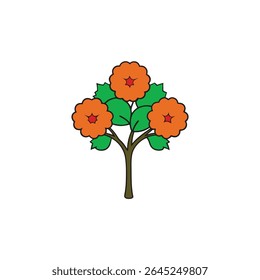 a flowering maple tree with orange red flowers
