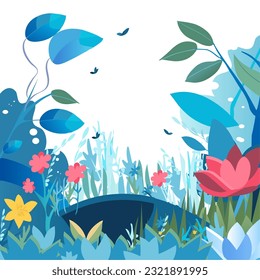 flowering meadow flat vector podium