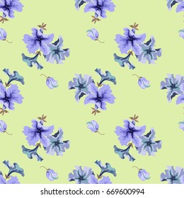 Flowering petunias seamless pattern