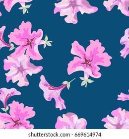 Flowering petunias seamless pattern