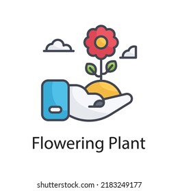 Flowering Plant vector Filled Outline Icon Design illustration on White background. EPS 10 File 