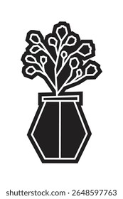 Flowering Potted Plant with Berries in Black Filled Icon