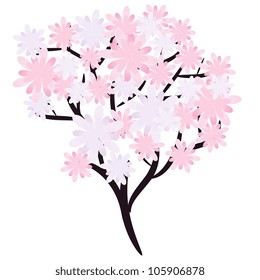 Flowering spring tree illustration