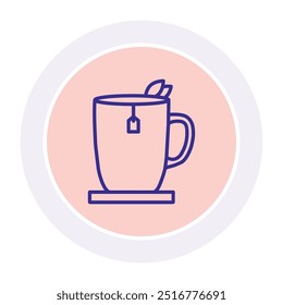 Icono de círculo de té floreciente, Vector, píxel perfecto, archivo ilustrador