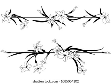 flowering tobacco vector set dividers in black and white