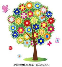 flowering tree - illustration, vector