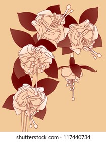 flowering twig on a beige background