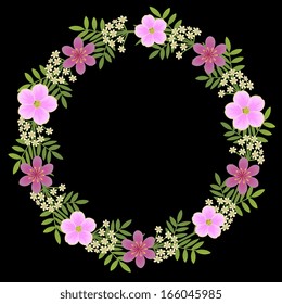 Flowering wreath with pink flowers