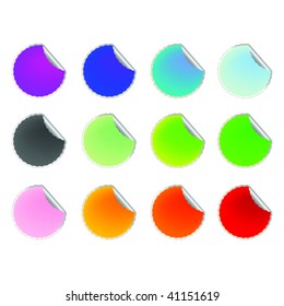 flowerish colored labels collection, vector art illustration