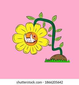 flower,laughing out loud, streetwear or t-shirt design