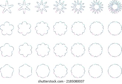 Flower-like icon set_marshmallow color_colorful broken line