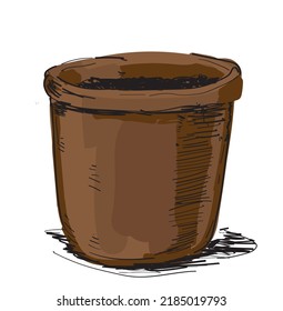 flowerpot  brown flower pot isolated on white background