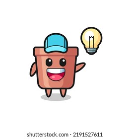 flowerpot character cartoon getting the idea , cute style design for t shirt, sticker, logo element