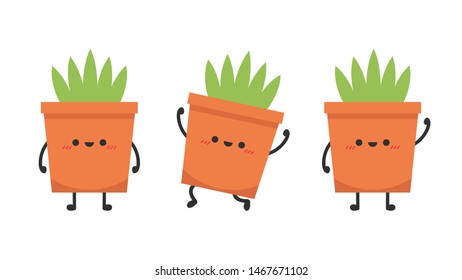 flowerpot character vector. wallpaper. tree pot cartoon.