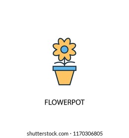 Flowerpot concept 2 colored line icon. Simple yellow and blue element illustration. Flowerpot concept outline symbol design from Workspace set