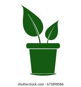 Flowerpot with eco leaves