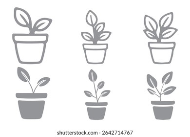 Flowerpot flat icon. Pictogram for web. Line stroke. Plant pot line outline icon, Potted plant icon. With outline, glyph, and filled outline styles, Plant in pot simple line vector icon. flower pot