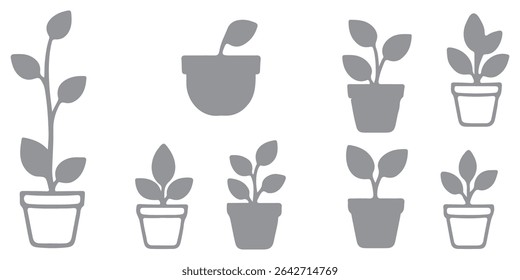 Flowerpot flat icon. Pictogram for web. Line stroke. Plant pot line outline icon, Potted plant icon. With outline, glyph, and filled outline styles, Plant in pot simple line vector icon. flower pot