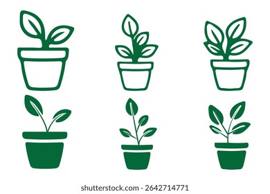 Flowerpot flat icon. Pictogram for web. Line stroke. Plant pot line outline icon, Potted plant icon. With outline, glyph, and filled outline styles, Plant in pot simple line vector icon. flower pot