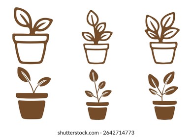 Flowerpot flat icon. Pictogram for web. Line stroke. Plant pot line outline icon, Potted plant icon. With outline, glyph, and filled outline styles, Plant in pot simple line vector icon. flower pot