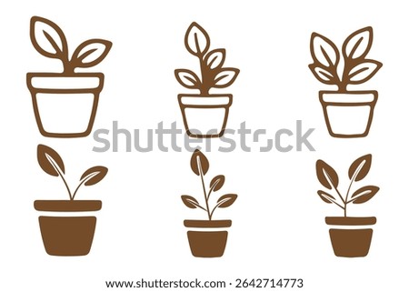 Flowerpot flat icon. Pictogram for web. Line stroke. Plant pot line outline icon, Potted plant icon. With outline, glyph, and filled outline styles, Plant in pot simple line vector icon. flower pot