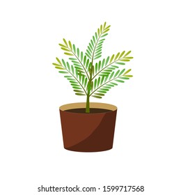 Flowerpot floral gardening decorative element vector icon. Green plant house flat illustration interior office vase