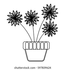 flowerpot with flowers inside icon, vector illustration design
