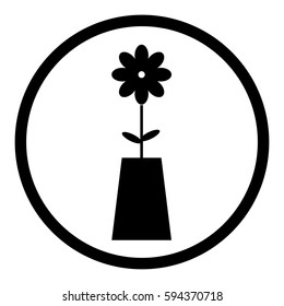 Flowerpot icon in circle on white background
