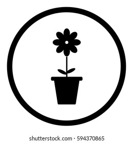 Flowerpot icon in circle on white background