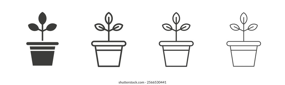 Flowerpot icon collection for website design, app, UI design.
