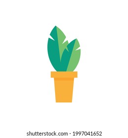 Icono de Flowerpot. hojas verdes. Gráficos vectoriales