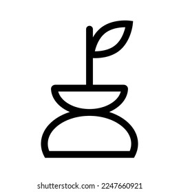 Flowerpot icon line isolated on white background. Black flat thin icon on modern outline style. Linear symbol and editable stroke. Simple and pixel perfect stroke vector illustration