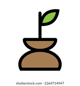 Flowerpot icon line isolated on white background. Black flat thin icon on modern outline style. Linear symbol and editable stroke. Simple and pixel perfect stroke vector illustration