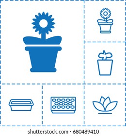 Flowerpot icon. set of 6 flowerpot filled and outline icons such as flower pot, pot for plants, plant in pot